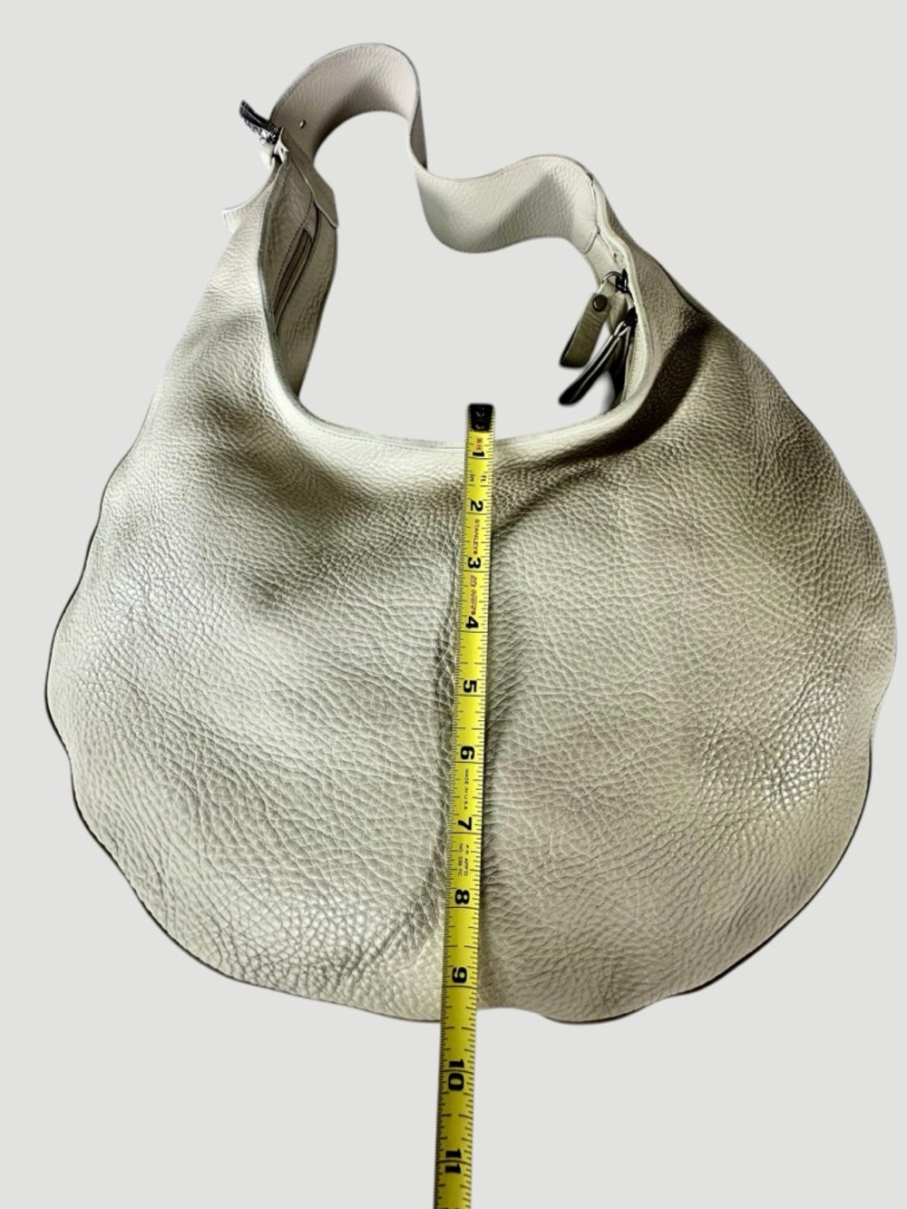Donald J. Pliner White Leather Pebbled Hobo Shoulder Bag - Picture 8 of 13